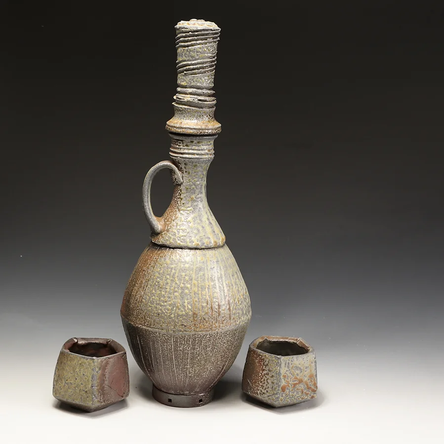 Ceramic bottles, pottery, rustic clay, handmade dinnerware